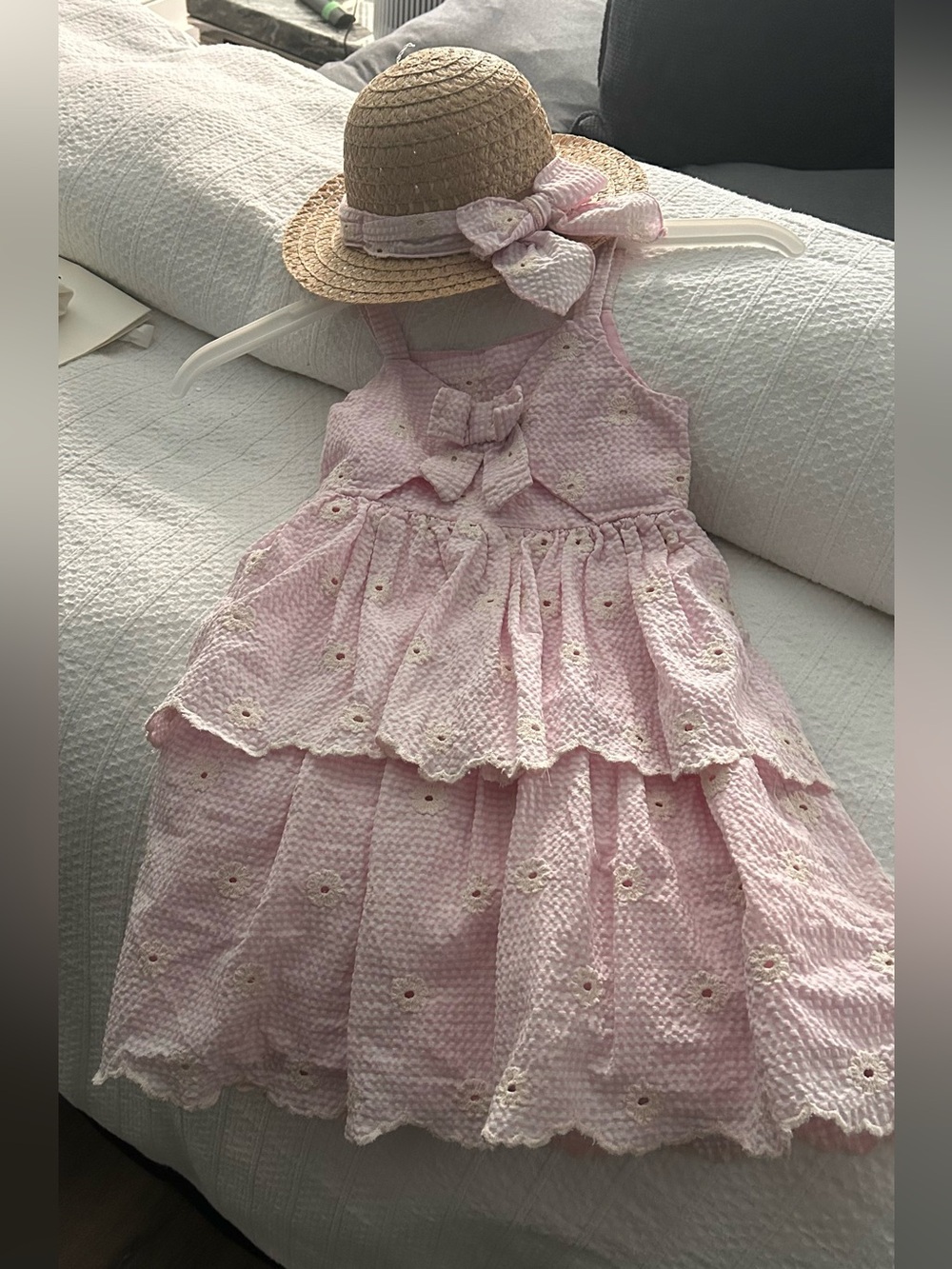 Pink Seersucker dress  Set -